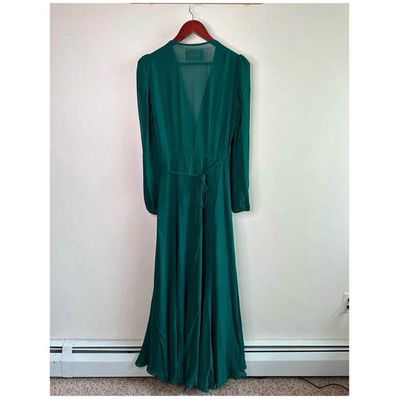 Reformation Milan Carnation Emerald Green Maxi Wrap Dress - Picture 3 of 10